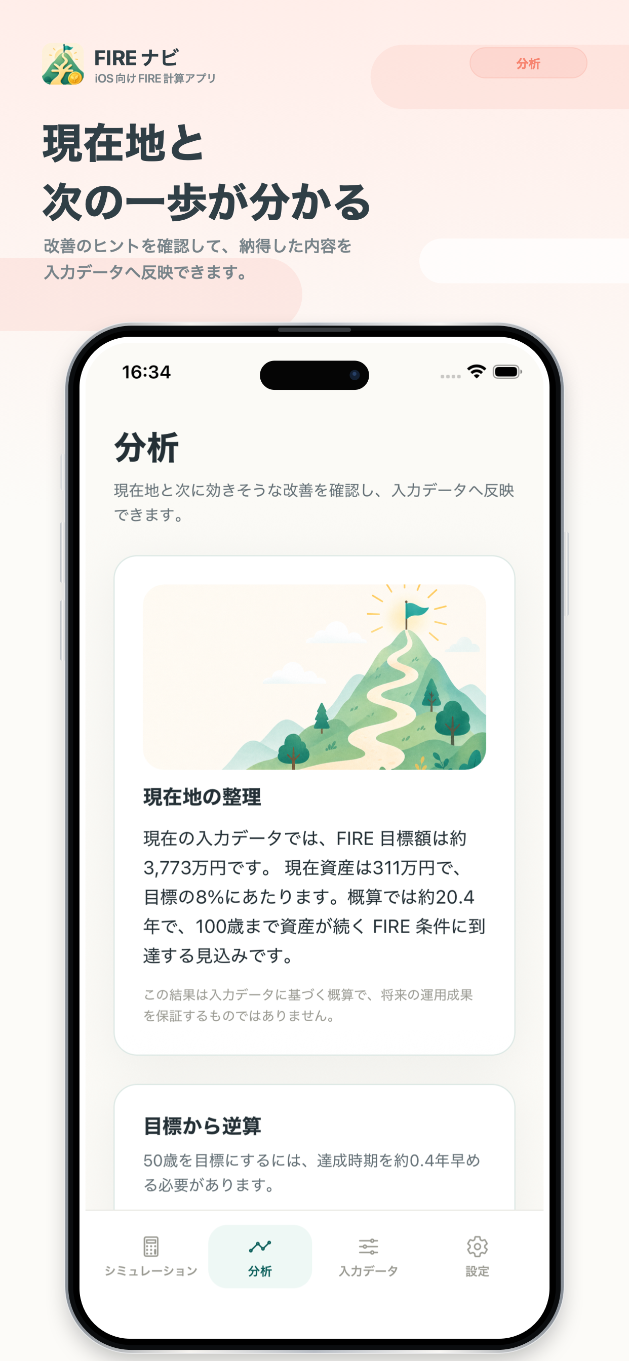 FIREナビの改善ヒント画面イメージ